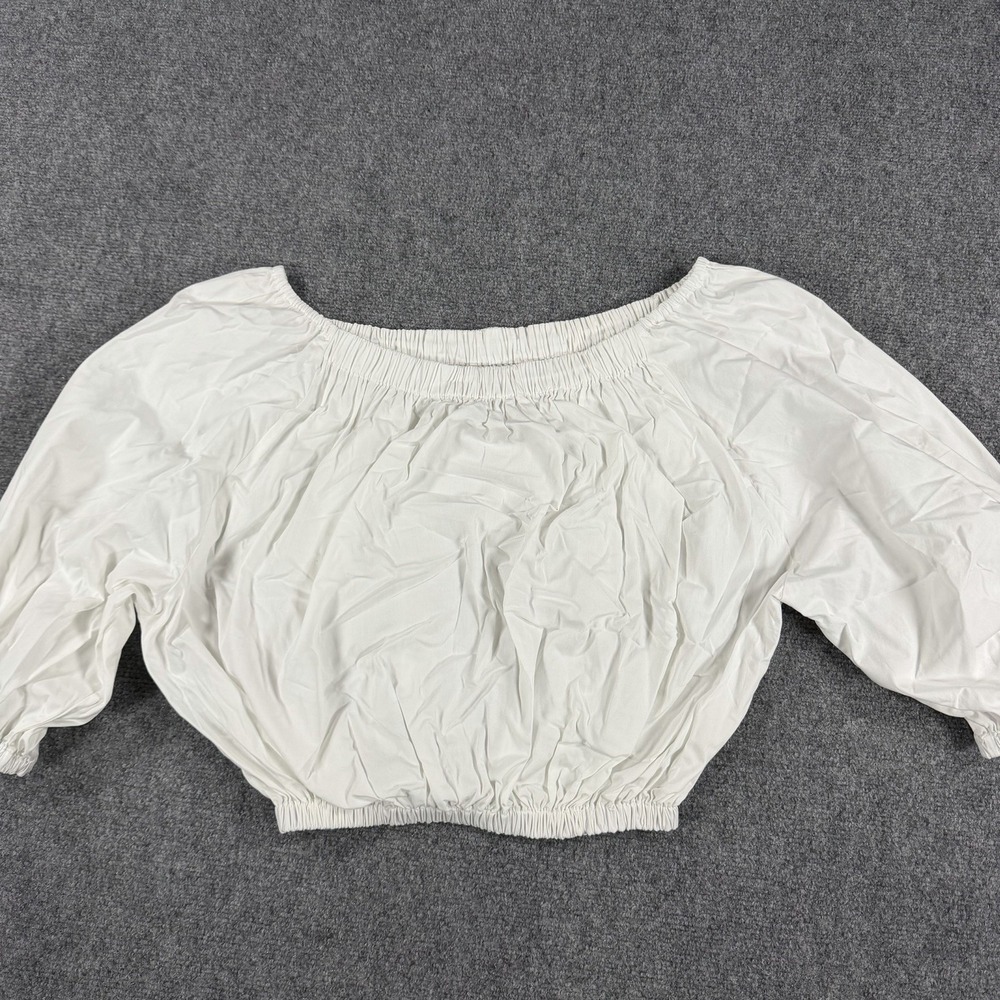 Acacia Top Womens Medium White Crop Cinch Off The Shoulder Read